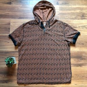 Bar III henley hoodie orange/ black XXL Mens